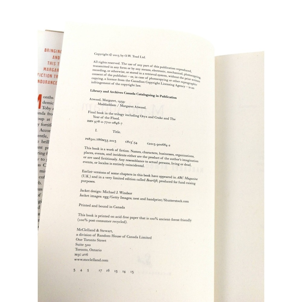 Madd Addam Margaret Atwood HC DJ Book Science Fiction - Picture 3 of 6